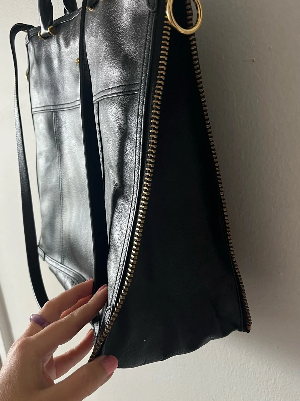 RLL Black Leather Tote Bag Lauren by Ralph Lauren